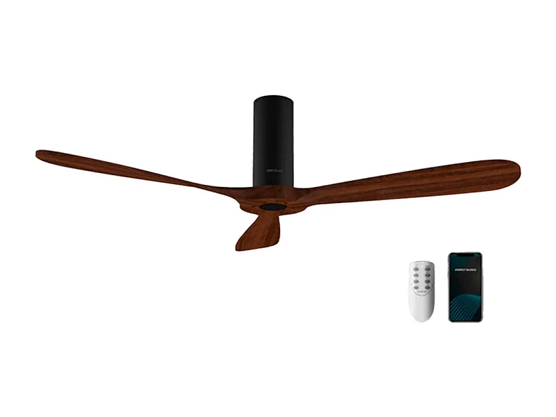 Ventilador de techo Cecotec EnergySilence 5500 Black Aqua Connected 40W 3 aspas WiFi mando a distancia negro/madera