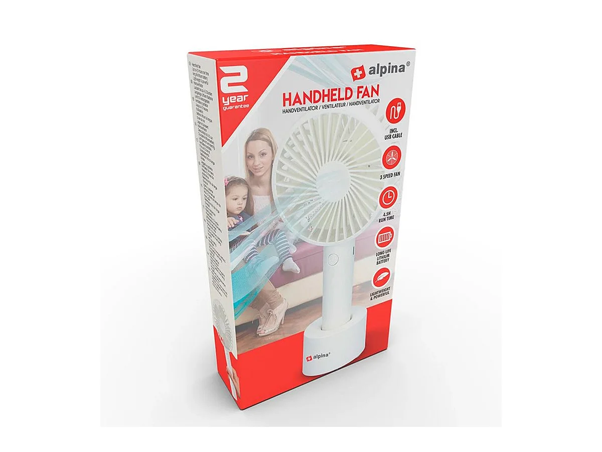 Ventilador de mano Alpina 3 velocidades blanco 22 cm