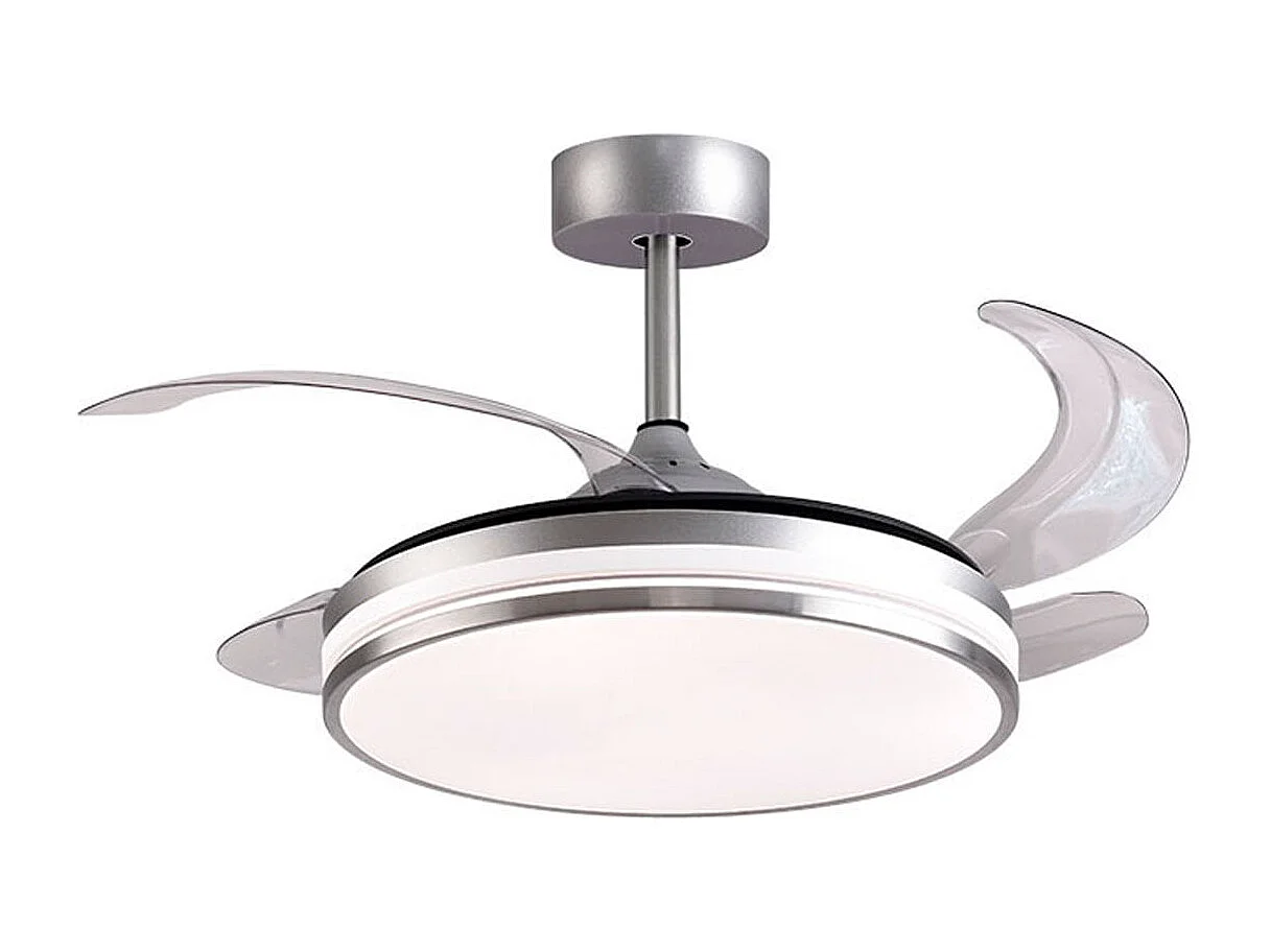 Ventilador de techo Kepler Bel Air 72W aspas retráctiles mando a distancia plata Ø108 cm