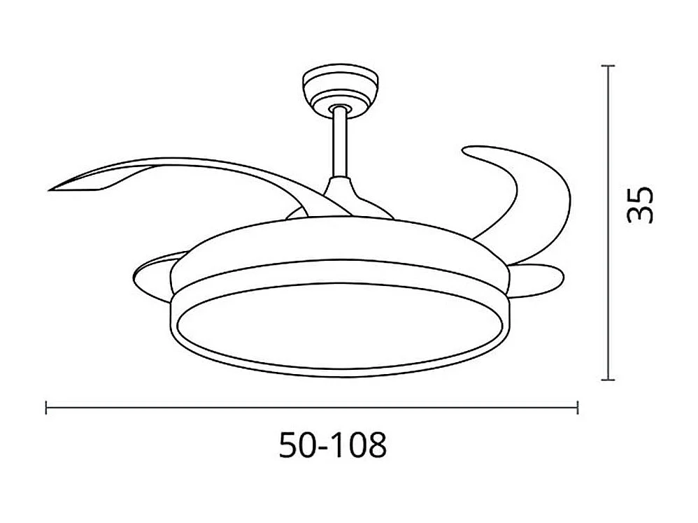 Ventilador de techo Kepler Bel Air 72W aspas retráctiles mando a distancia plata Ø108 cm