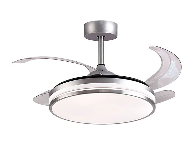 Ventilador de techo Kepler Bel Air 72W aspas retráctiles mando a distancia plata Ø108 cm