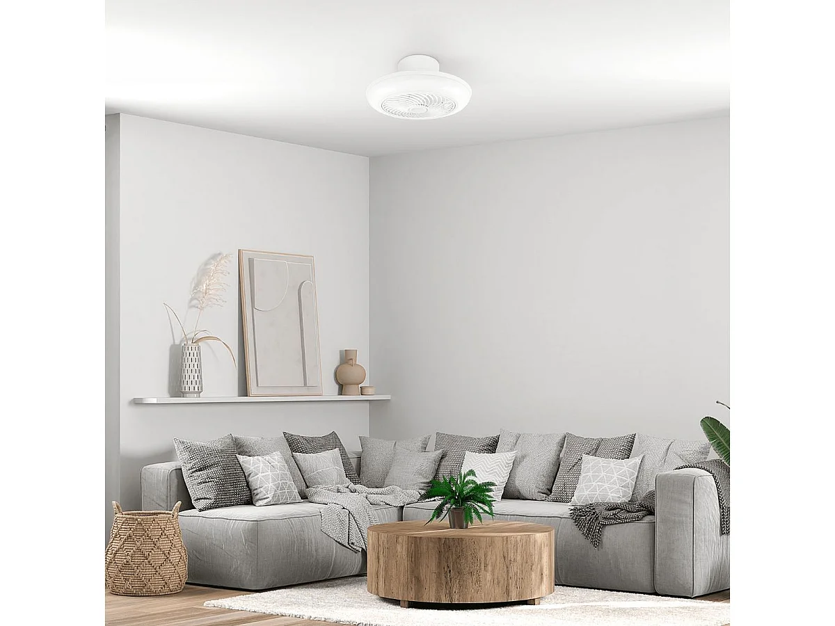 Ventilador de techo Siroco 43W aspas reversibles con altavoz 3000lm blanco Ø46 cm