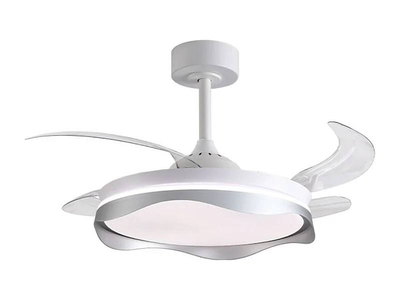 Ventilador de techo Olas Bel Air 72W 4 aspas retráctiles con luz LED blanco/plata Ø108 cm