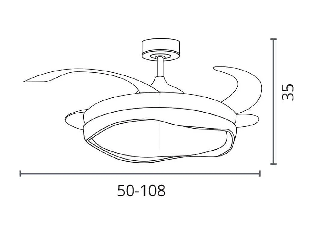 Ventilador de techo Almati Bel Air 72W 4 aspas retráctiles con luz LED blanco Ø108 cm