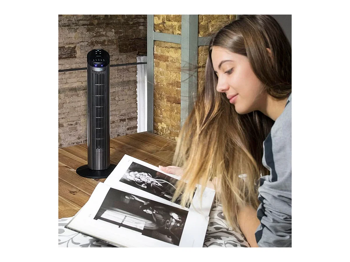 Ventilador de torre Cecotec EnergySilence 890 Skyline 50W pantalla LCD + mando negro