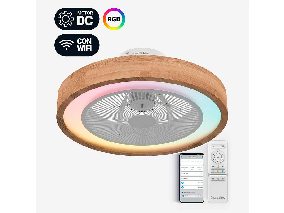 Ventilador de techo Tramontana 6051W/D Universal Blue luz RGB función WiFi blanco/natural Ø50 cm