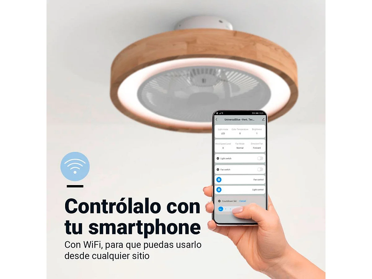 Ventilador de techo Tramontana 6051W/D Universal Blue luz RGB función WiFi blanco/natural Ø50 cm