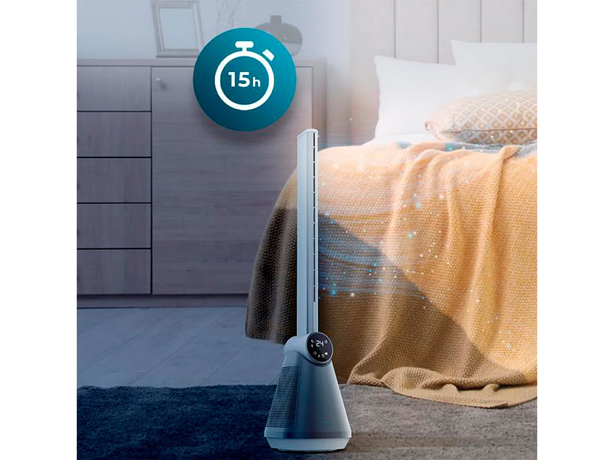 Ventilador de torre Cecotec EnergySilence 9890 Skyline Bladeless 50W diseño sin aspas inox/blanco