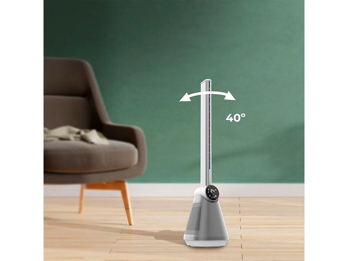 Ventilador de torre Cecotec EnergySilence 9890 Skyline Bladeless 50W diseño sin aspas inox/blanco