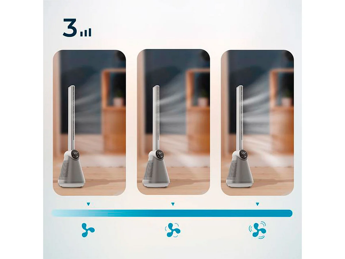 Ventilador de torre Cecotec EnergySilence 9890 Skyline Bladeless 50W diseño sin aspas inox/blanco