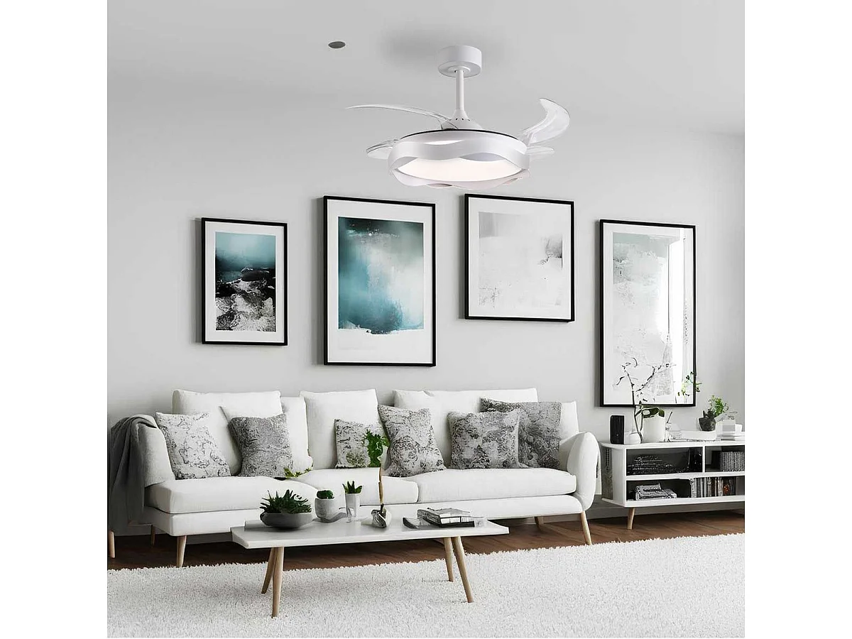 Ventilador de techo Ondas Bel Air 72W 4 aspas retráctiles con luz LED blanco Ø108 cm
