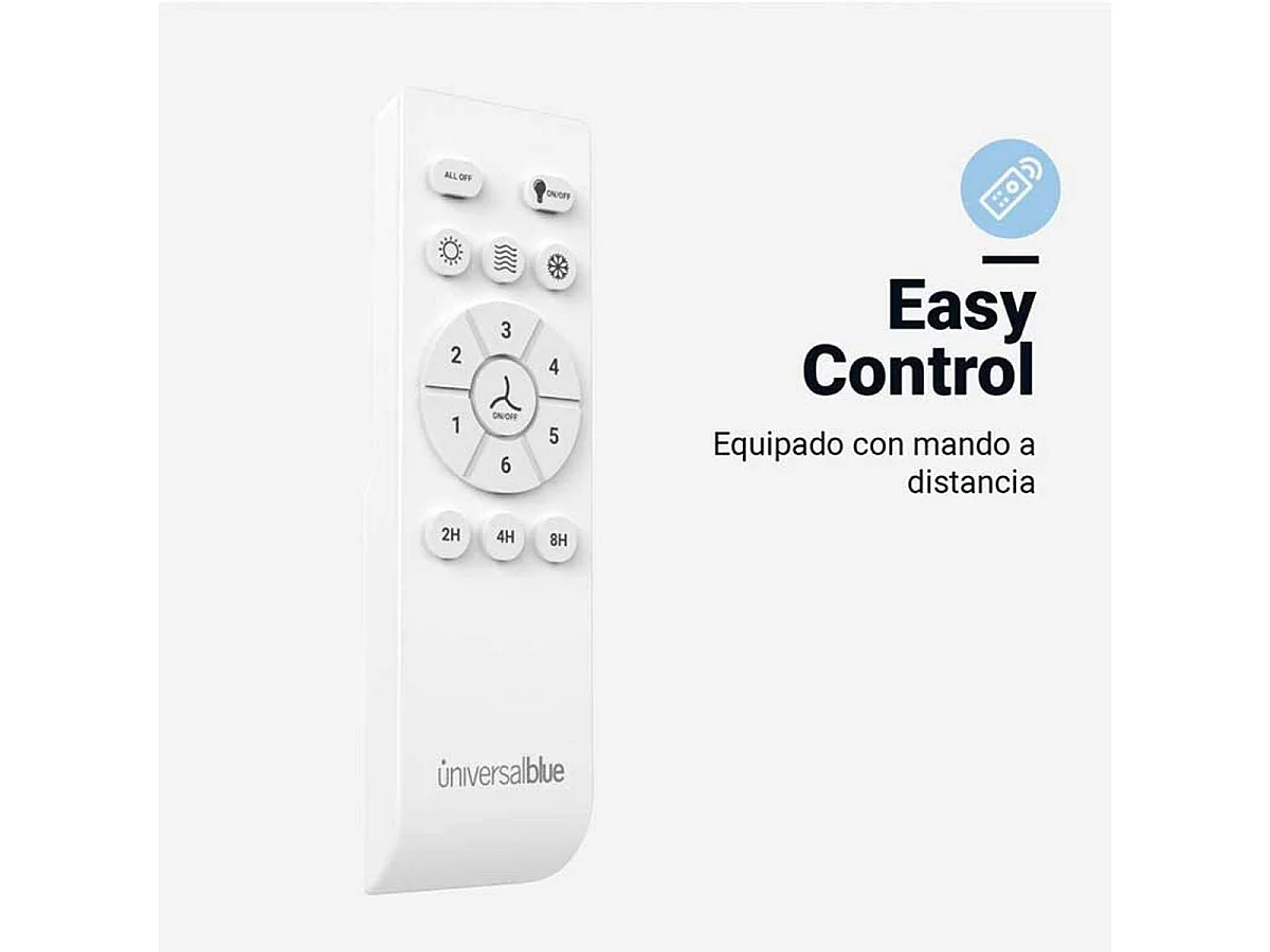 Ventilador de techo Bora 4052BDC Universal Blue 70W con luz LED motor DC negro/madera