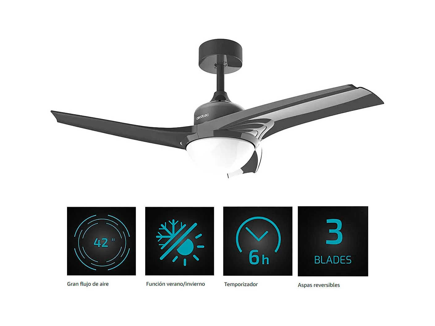 Ventilador de techo Cecotec EnergySilence Aero 470 49W función verano/invierno gris Ø106 cm