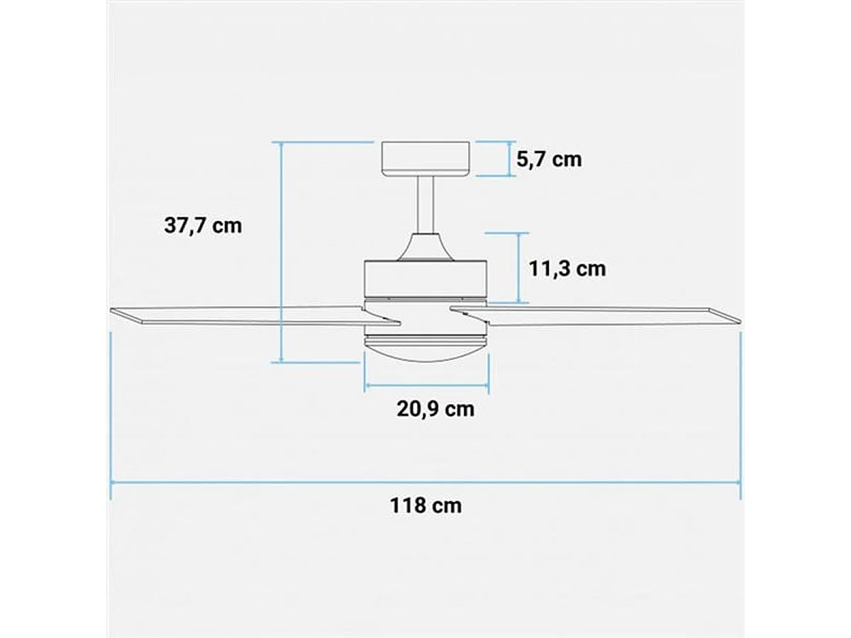 Ventilador de techo Bora Universal Blue con luz blanco/natural 70W