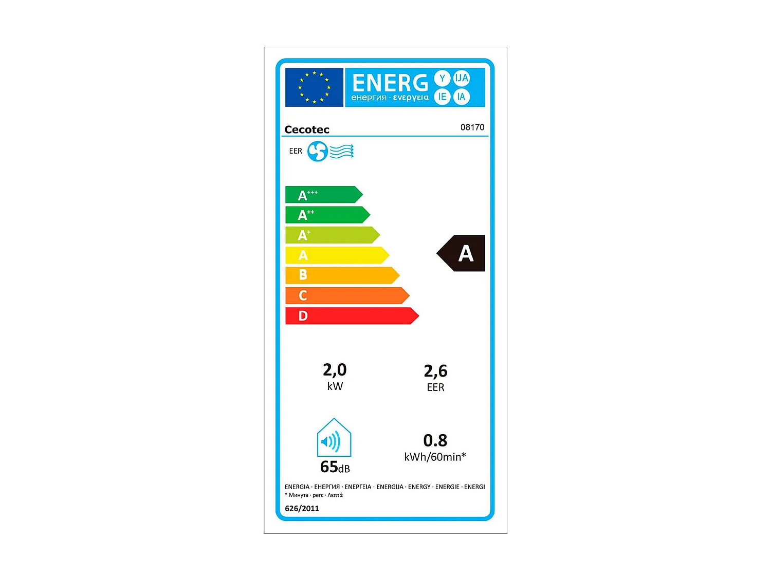 Aire acondicionado portátil Cecotec ForceClima 7100 Soundless 7000BTU 780W 4 modos 2 velocidades A blanco