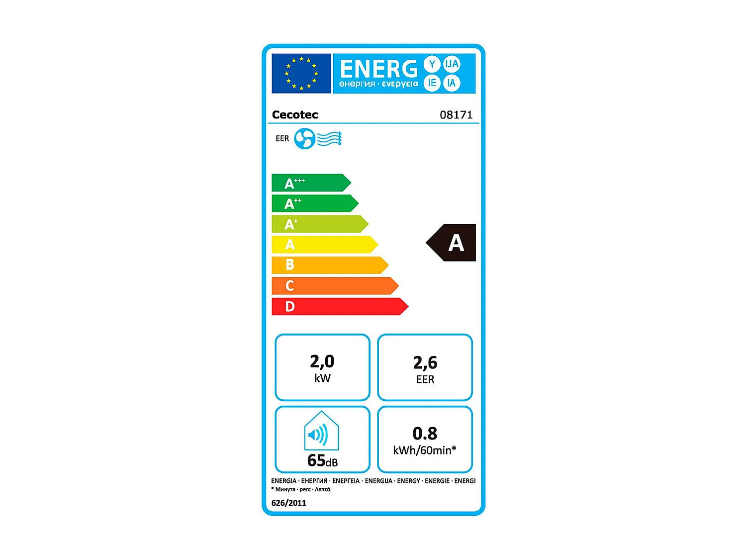 Aire acondicionado portátil Cecotec ForceClima 7400 Soundless Touch 7000BTU 4 modos 2 velocidades con ruedas A blanco