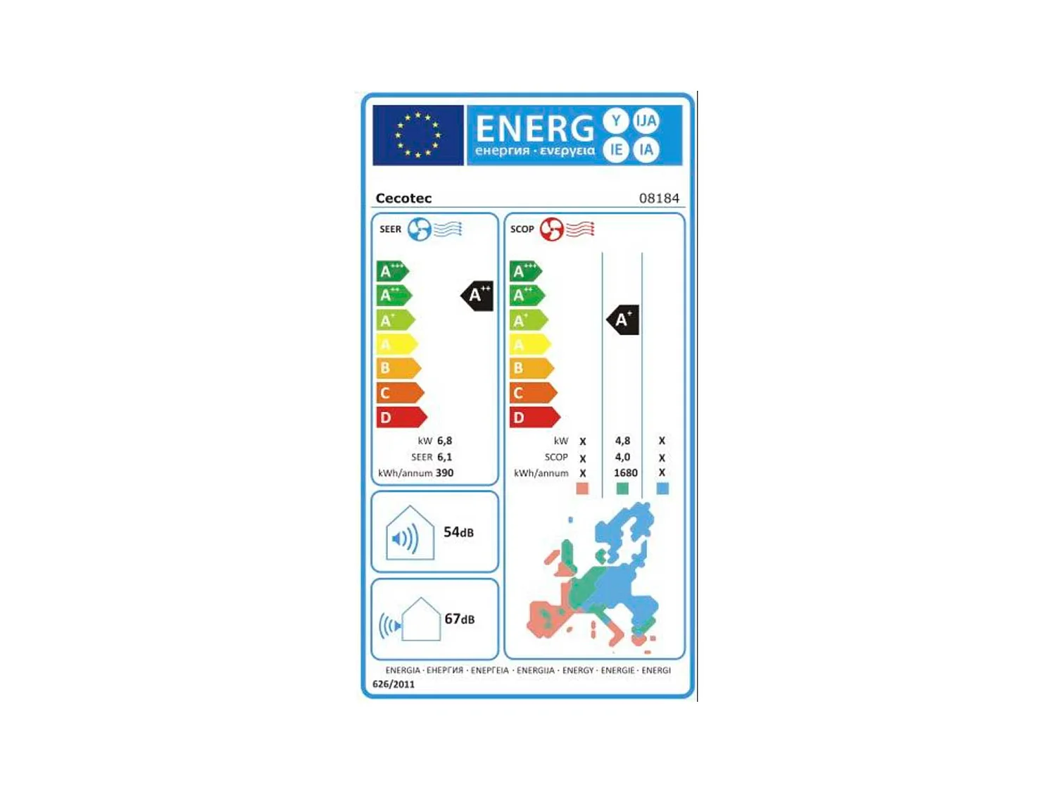 Aire acondicionado split AirClima 24000 Smartfresh 6870/6810W A++ blanco