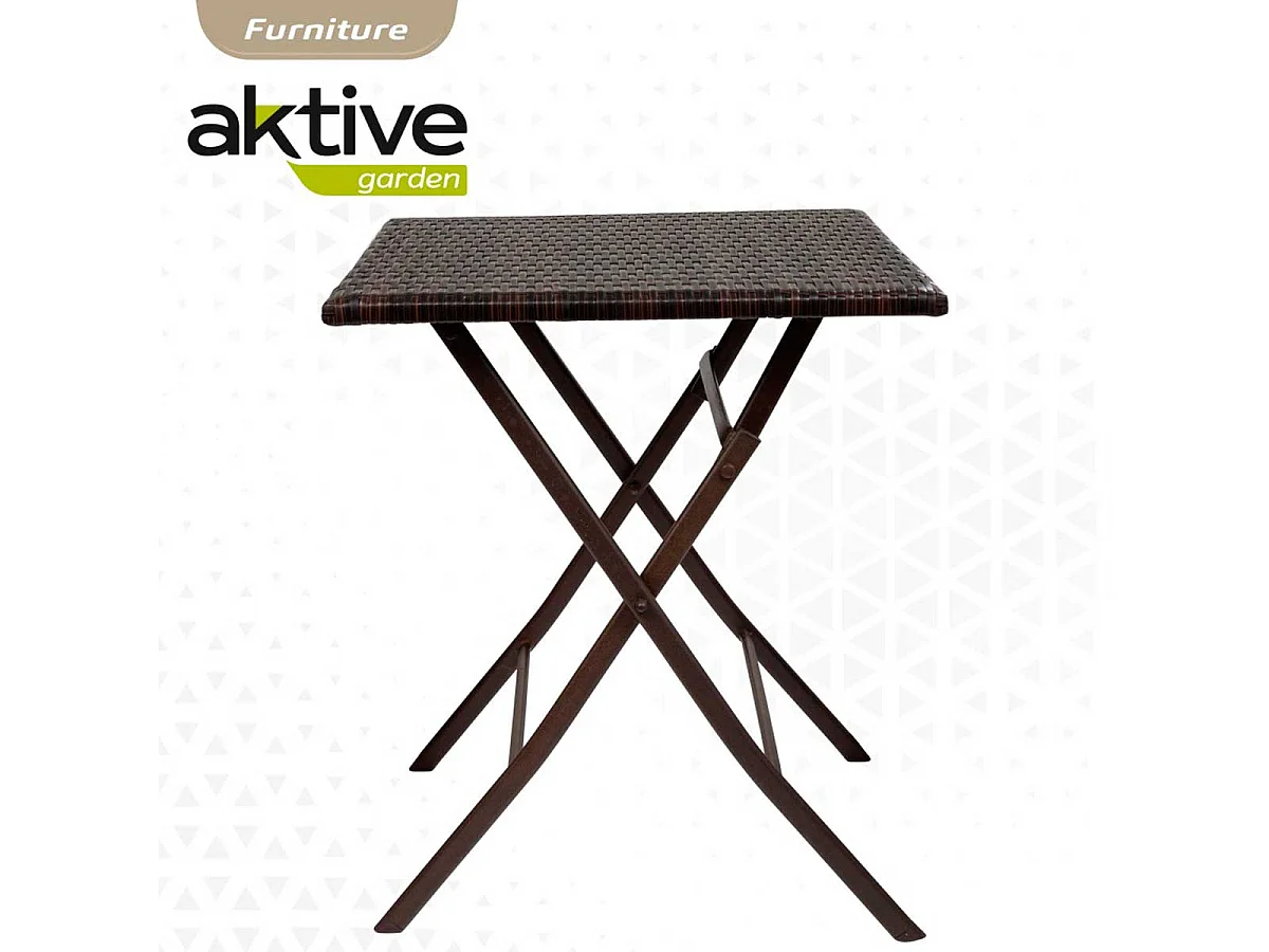 Conjunto de terraza Aktive Garden mesa+2 sillas plegables ratán negro