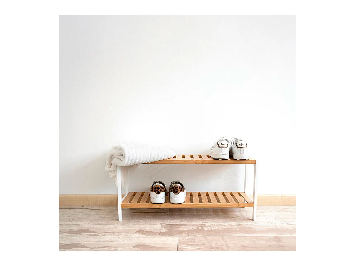 Zapatero MOA Vinthera 2 estantes bambú lacado natural 31x69x24,5 cm