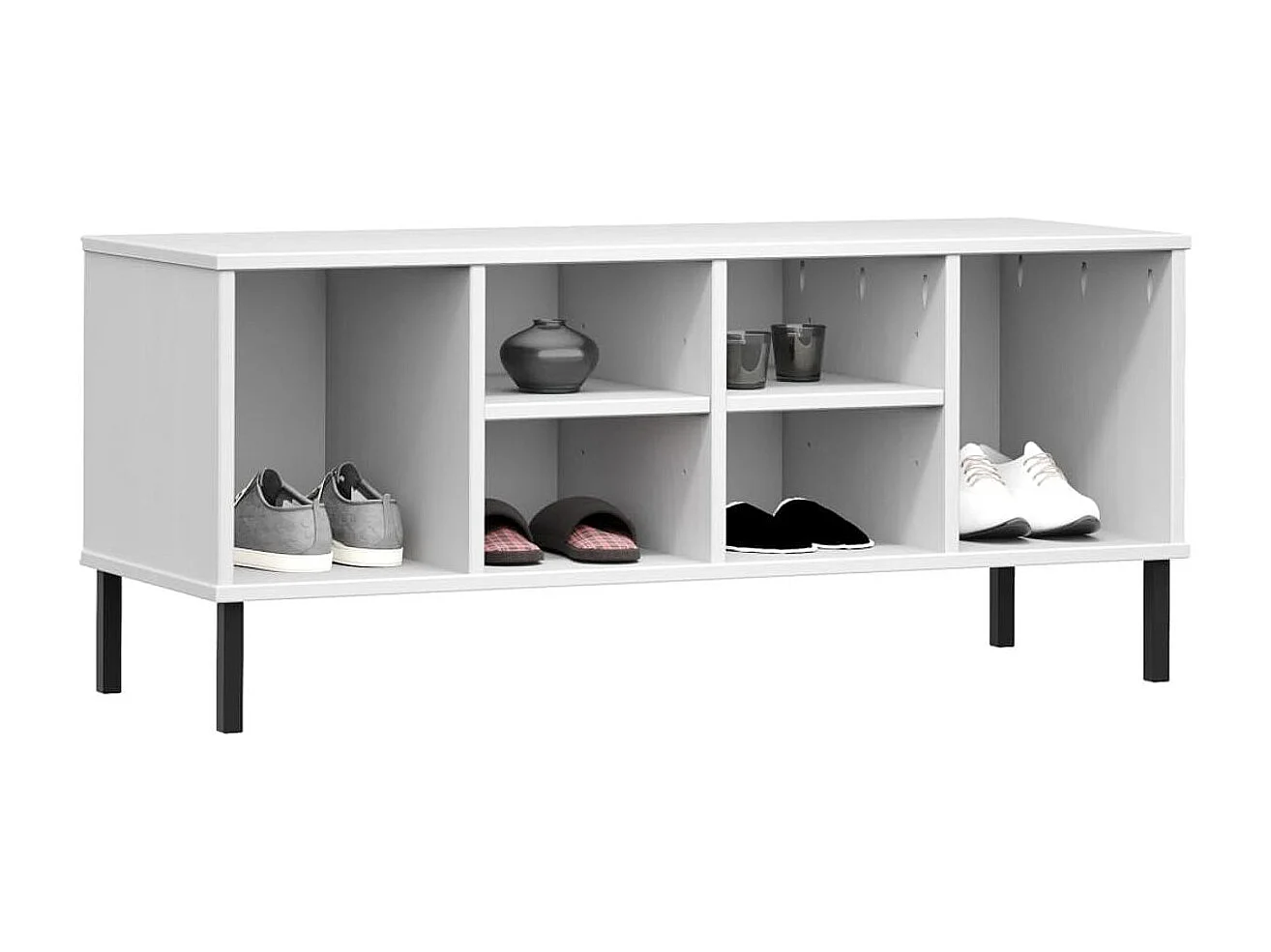 Zapatero Oslo 6 compartimentos madera blanco 45x106x35 cm