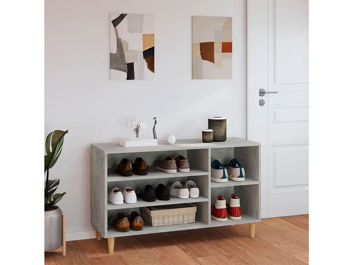 vidaXL Armoire à chaussures Gris béton 102x36x60 cm Bois d'ingénierie