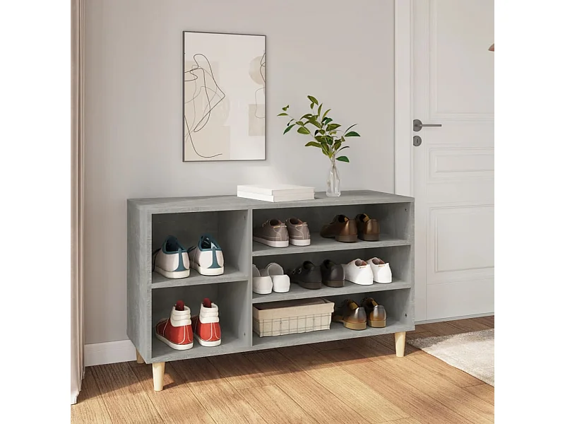 Mueble zapatero 5 compartimentos madera gris hormigón 60x102x36 cm