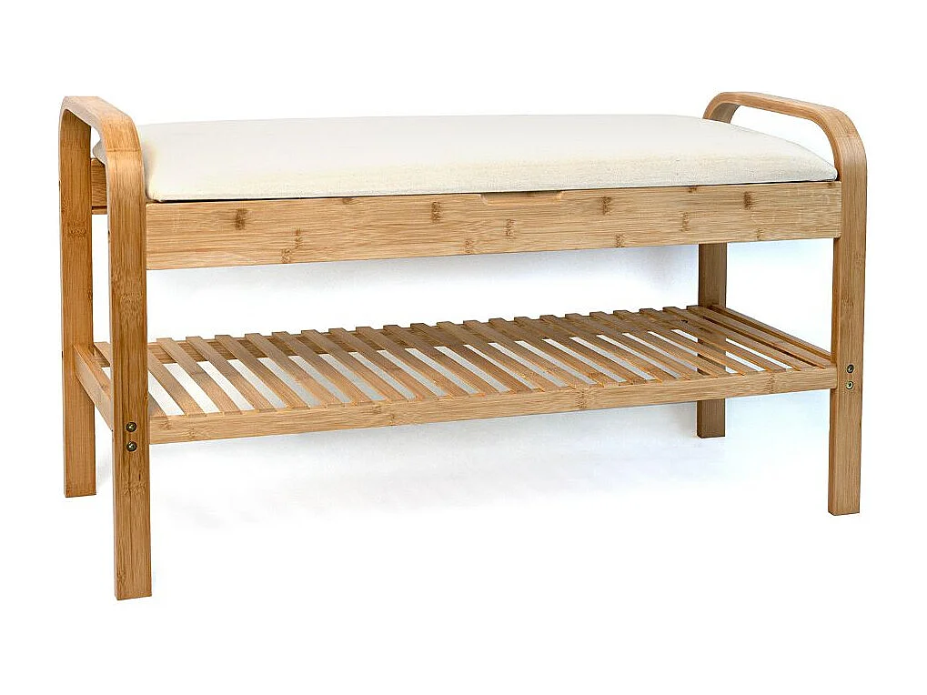 Banco zapatero MOA Vinthera 1 estante con asiento acolchado natural/beige 50x90x33 cm