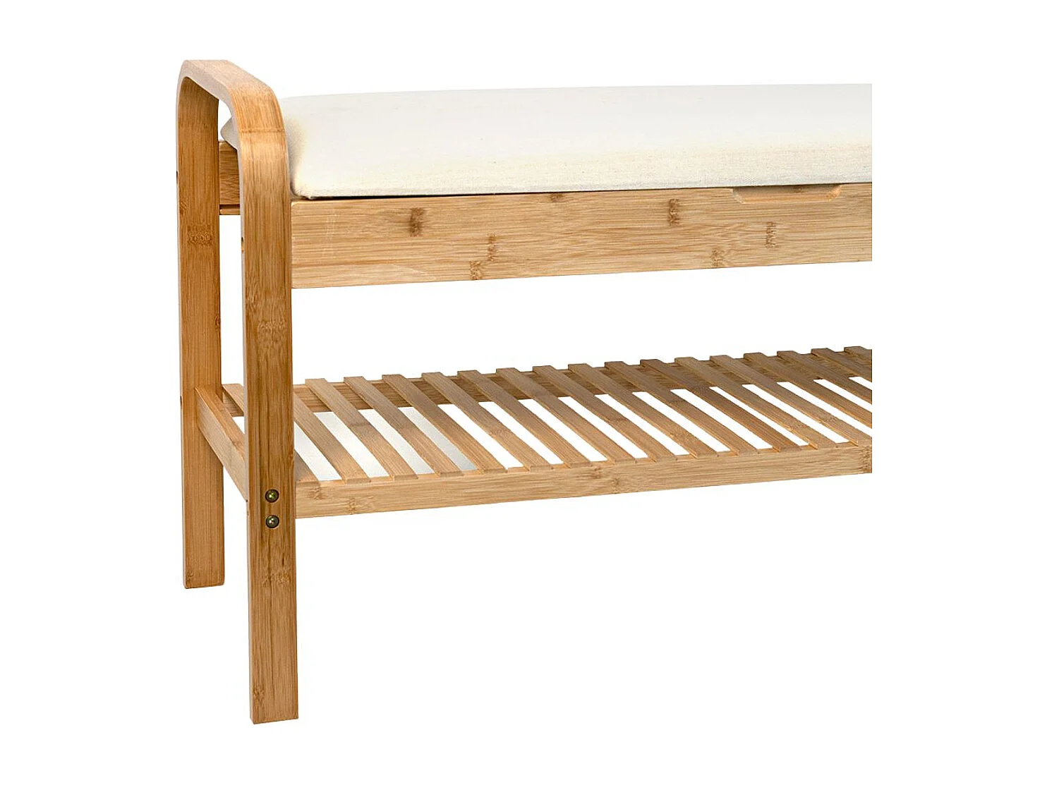 Banco zapatero MOA Vinthera 1 estante con asiento acolchado natural/beige 50x90x33 cm