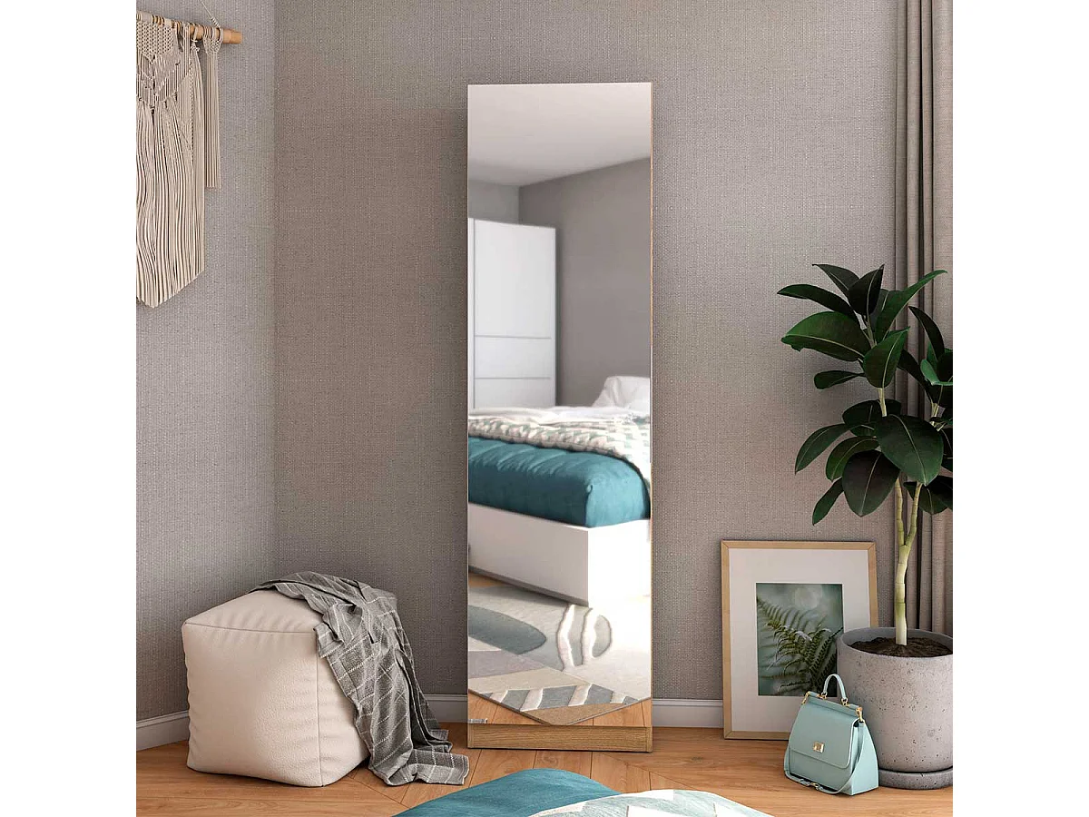 Zapatero Trend 1 puerta + espejo natural 180x50x20 cm