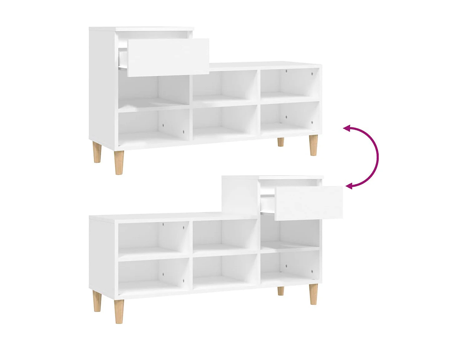 Mueble zapatero 1 cajón 6 compartimentos blanco  60x102x36 cm