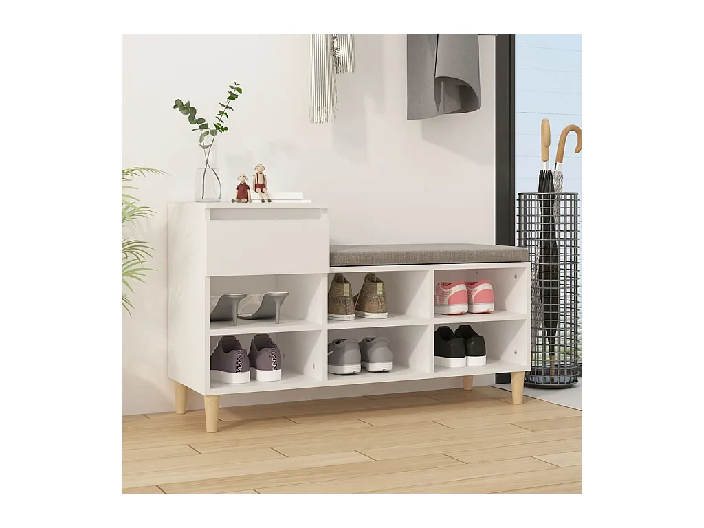 Mueble zapatero 1 cajón 6 compartimentos blanco  60x102x36 cm