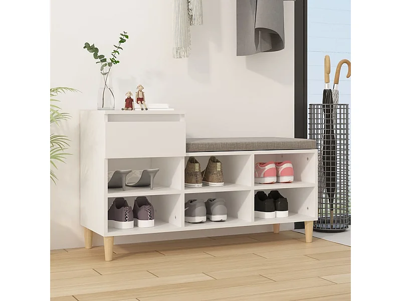 vidaXL Armoire à chaussures Blanc 102x36x60 cm Bois d'ingénierie