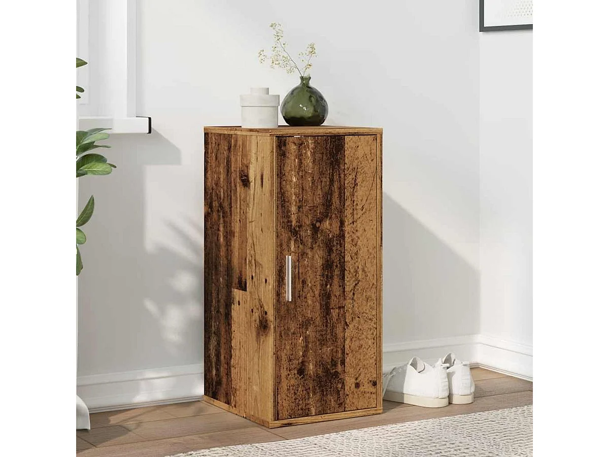 Zapatero Rustie con puerta + 5 compartimentos madera 70x32x35 cm