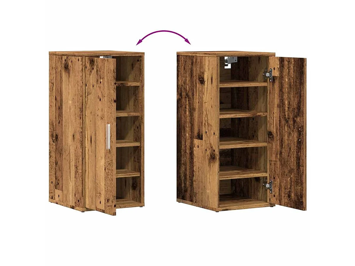 Zapatero Rustie con puerta + 5 compartimentos madera 70x32x35 cm