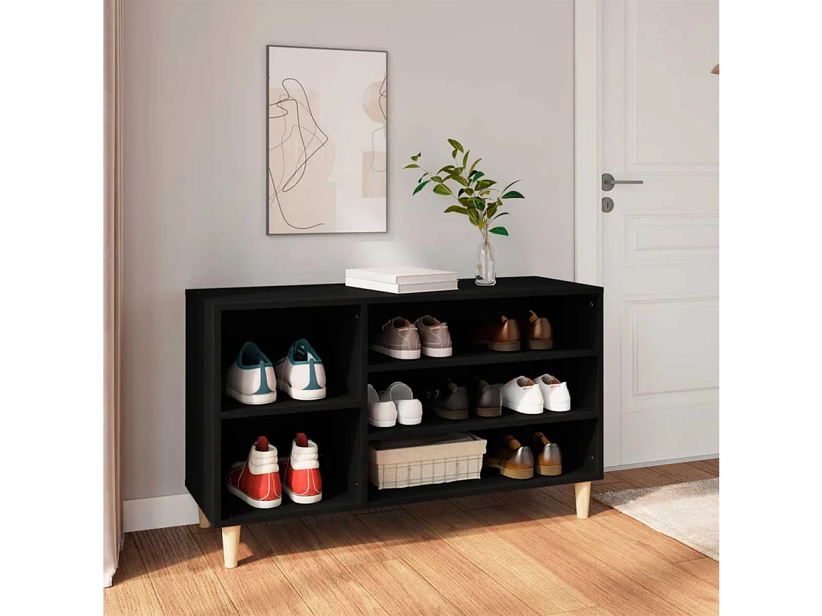 vidaXL Armoire à chaussures Noir 102x36x60 cm Bois d'ingénierie