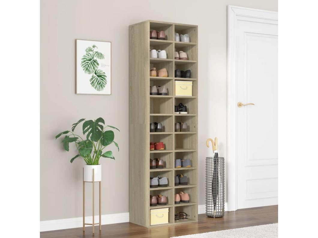 VidaXL Mueble zapatero de madera 22 compartimentos roble claro 183x54x34 cm