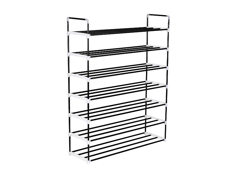Zapatero 7 estantes estructura tubular negro 133x91x29 cm