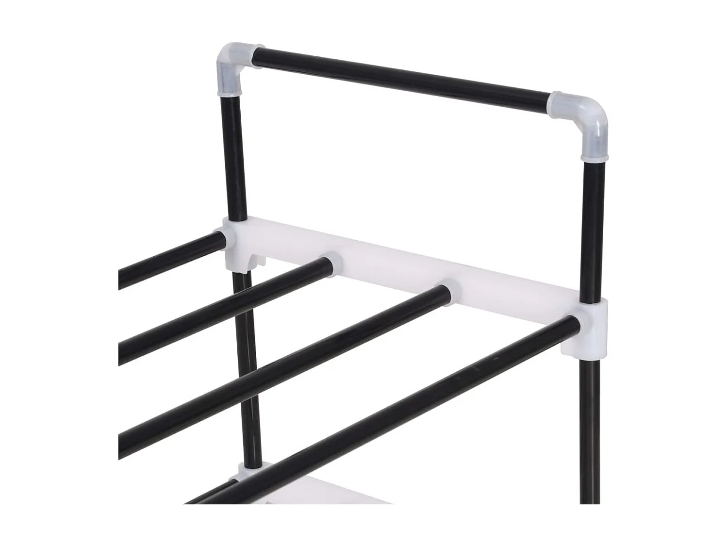 Schuhregal mit 7 Etagen Metall und Kunststoff Schwarz