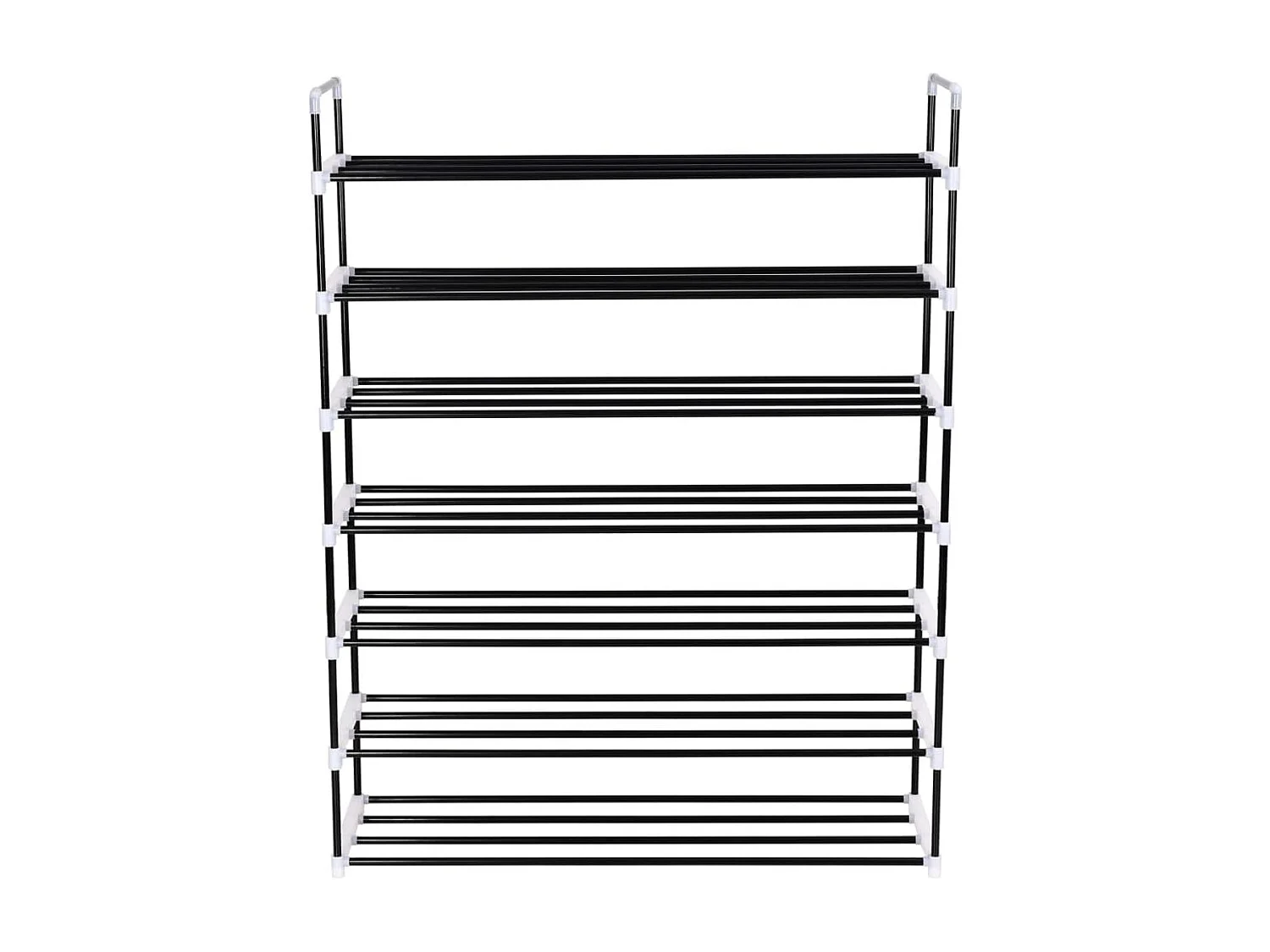 Schuhregal mit 7 Etagen Metall und Kunststoff Schwarz