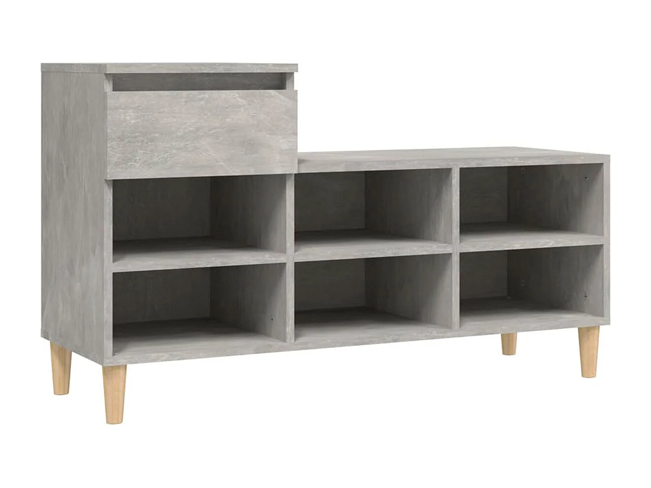 Mueble zapatero 1 cajón 6 compartimentos gris hormigón 60x102x36 cm