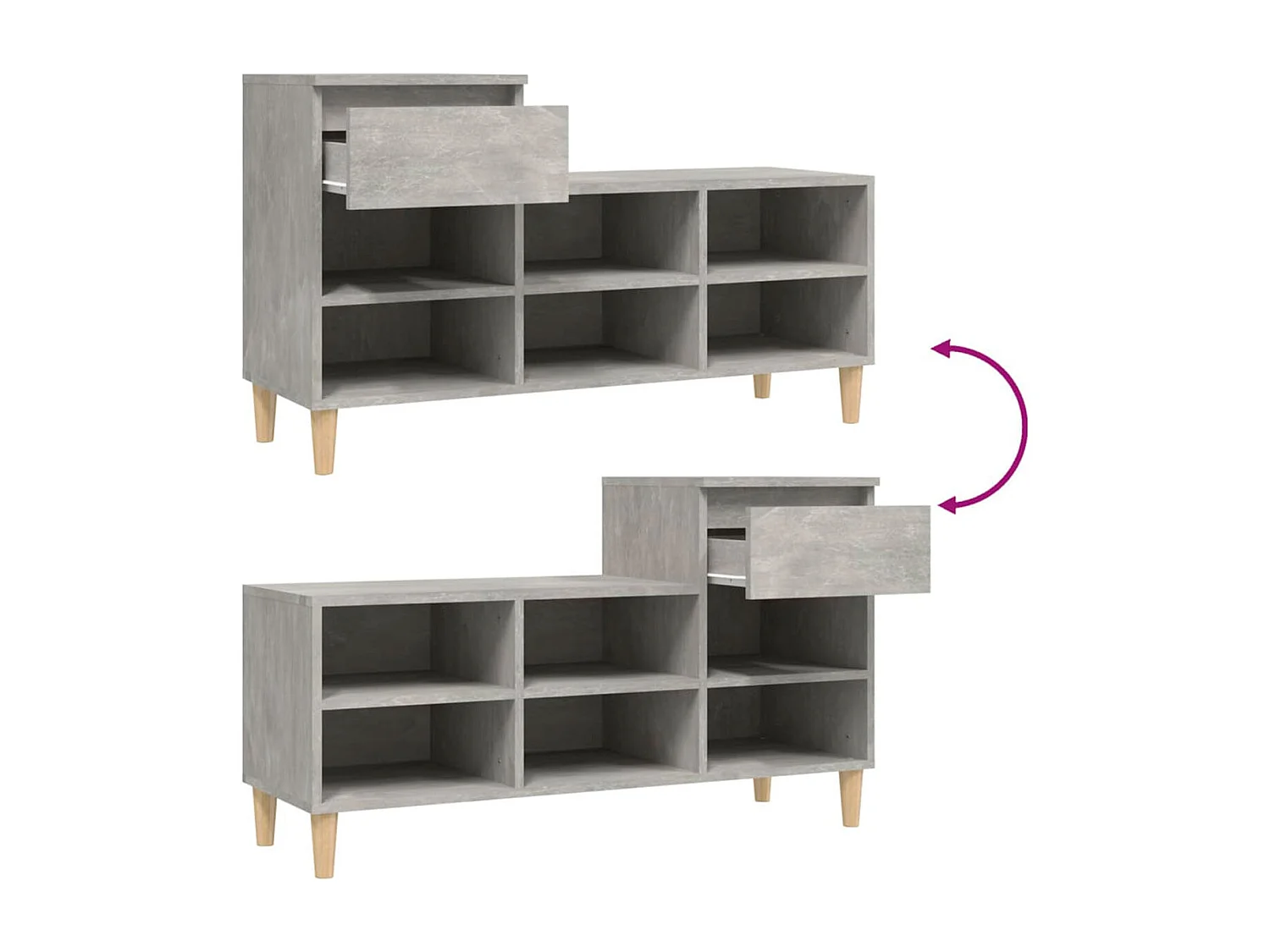 vidaXL Armoire à chaussures Gris béton 102x36x60 cm Bois d'ingénierie