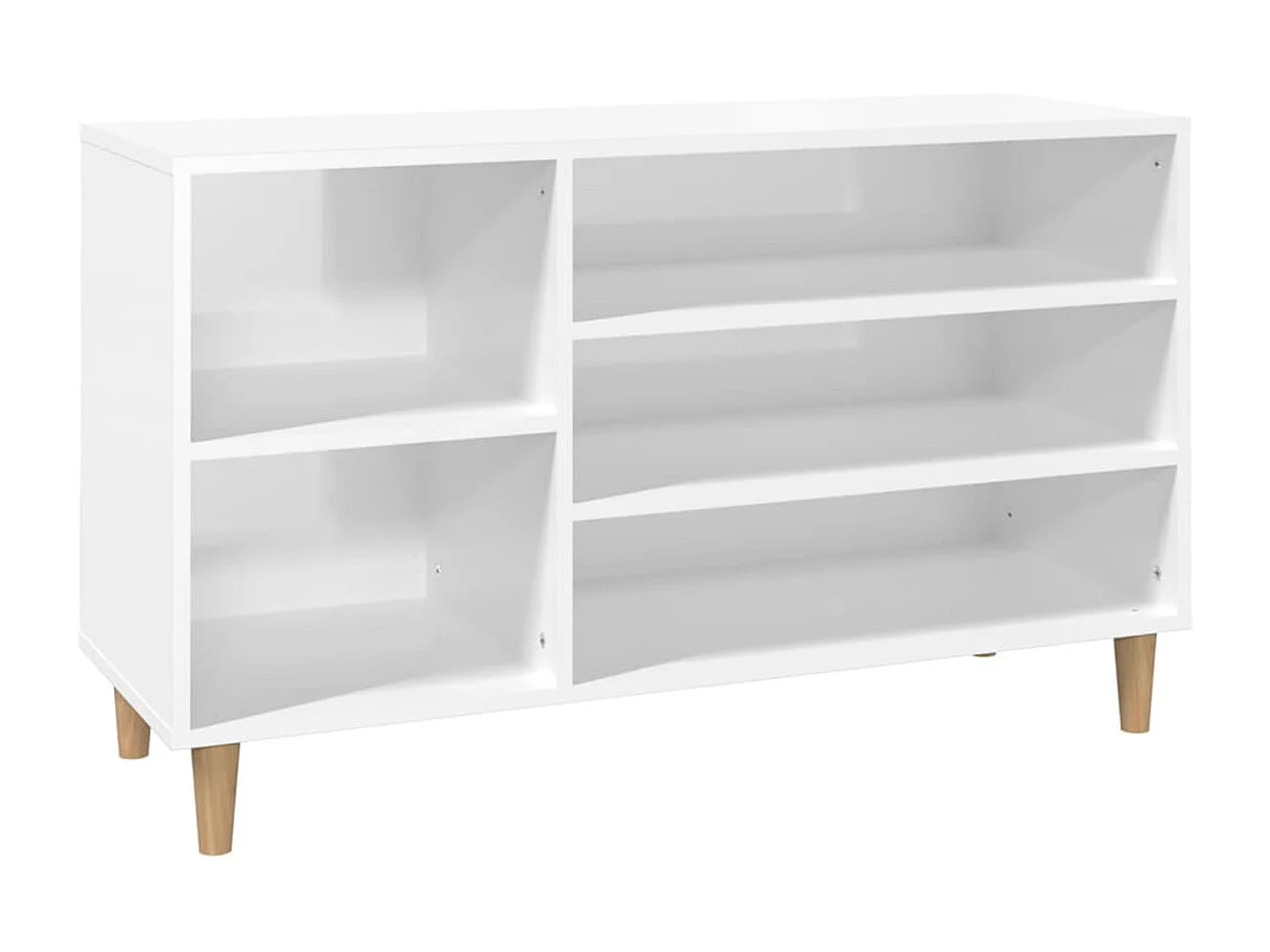 Mueble zapatero 5 compartimentos madera blanco brillo 60x102x36 cm