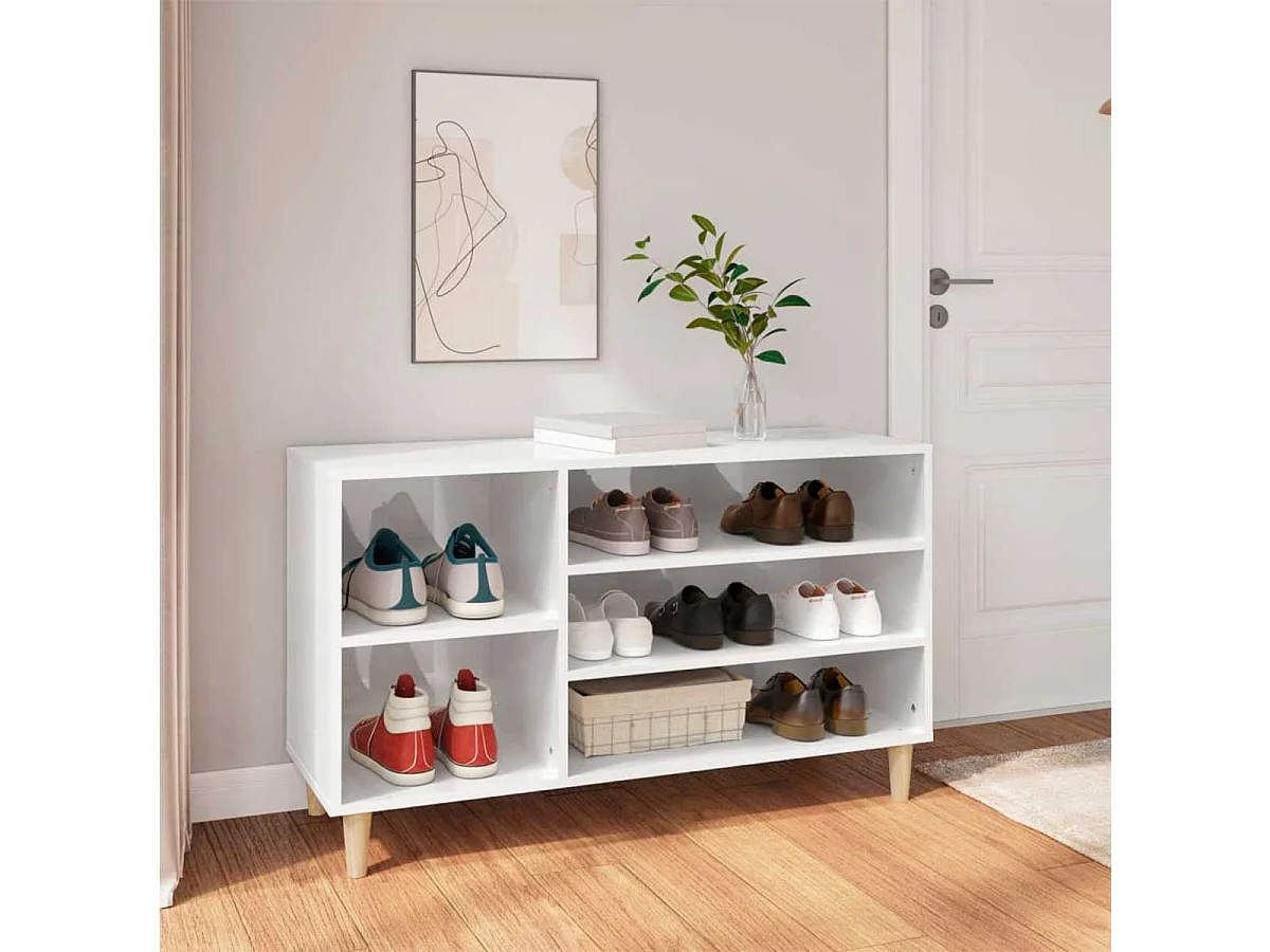 vidaXL Armoire à chaussure Blanc brillant 102x36x60 cm Bois ingénierie