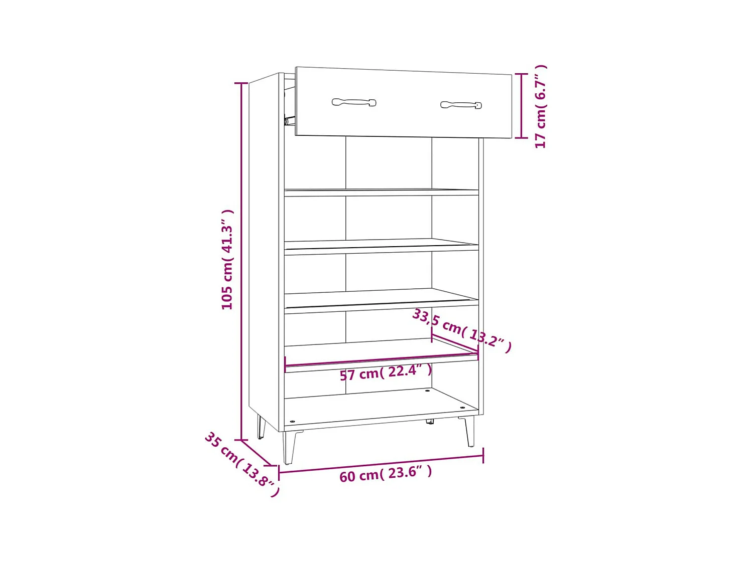 Schuhschrank Schwarz 60x35x105 cm Holzwerkstoff