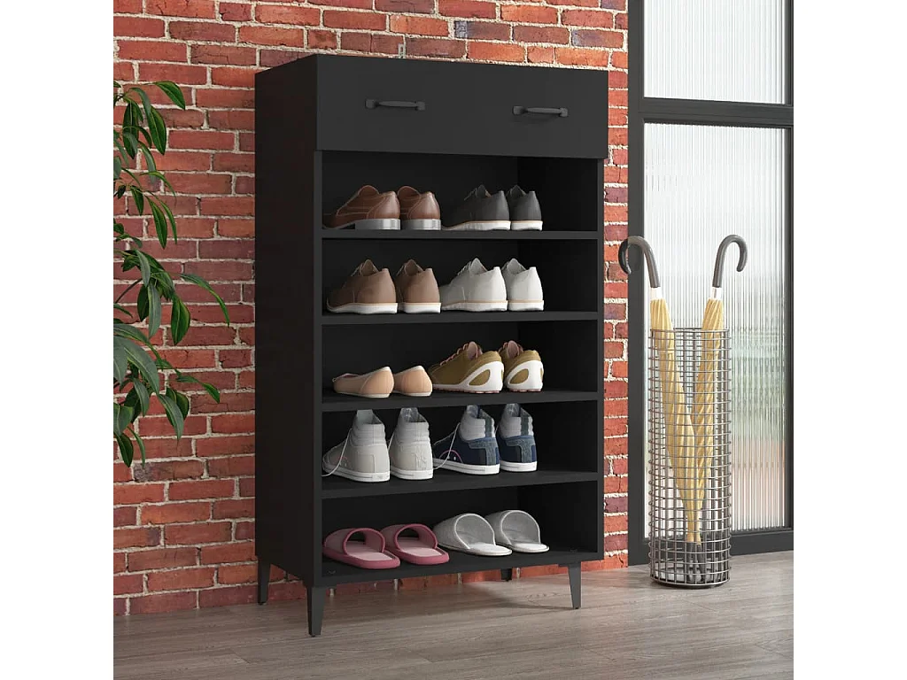 vidaXL Armoire à chaussures Noir 60x35x105 cm Bois d'ingénierie