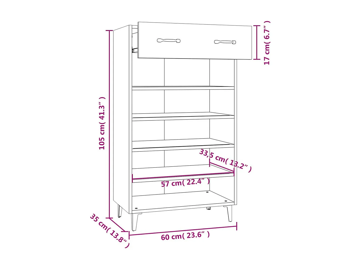 vidaXL Armoire à chaussures Noir 60x35x105 cm Bois d'ingénierie