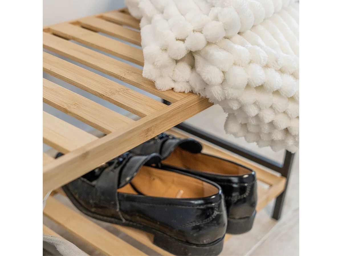 Zapatero MOA Vinthera 2 niveles con patas negro/natural 31x69x24,5 cm