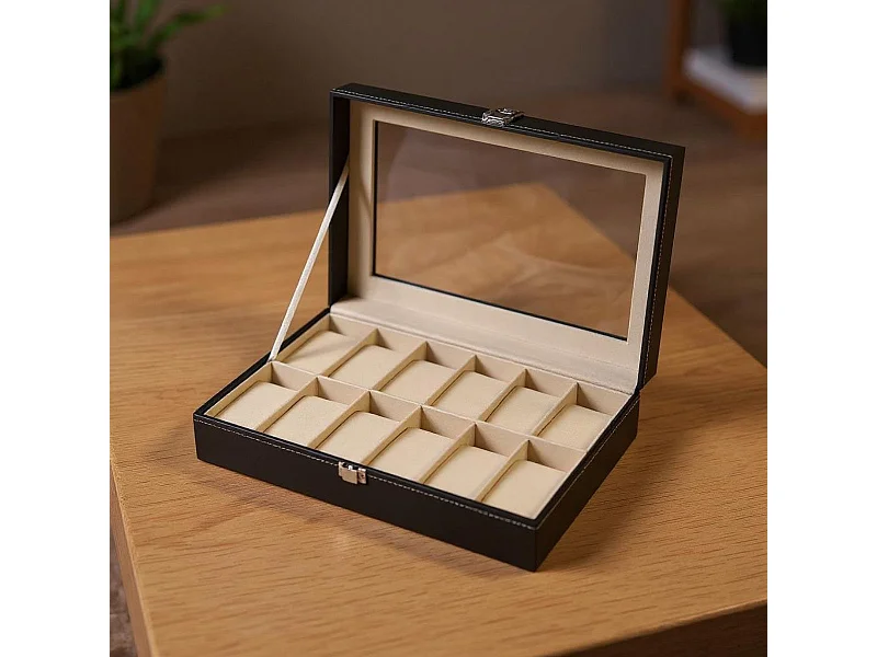 Organizador de relojes 12 unidades acolchado marrón