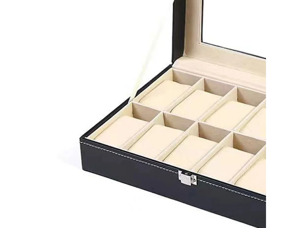 Organizador de relojes 12 unidades acolchado marrón