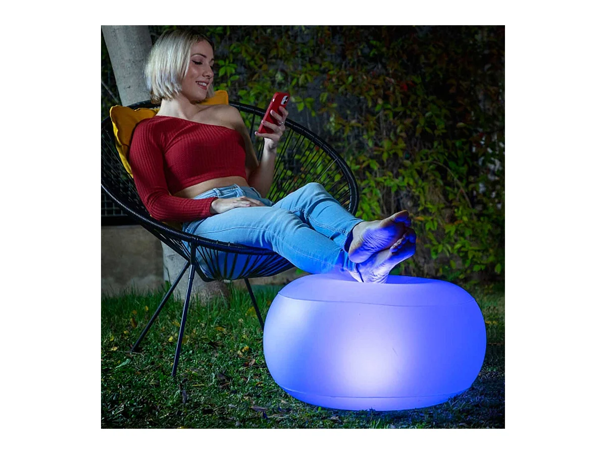 Asiento hincahble Pulight Innovagoods con LED y mando a distancia multicolor Ø50x30 cm